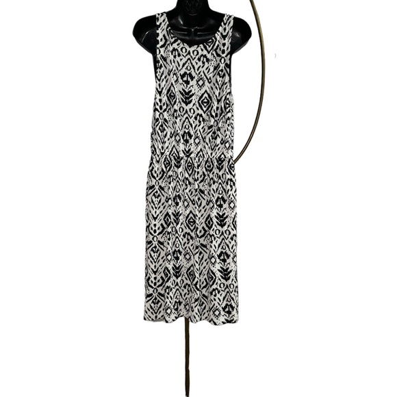 Black & White Ikat Print Faded Glory Summer Dress Size L(12-14) - Picture 2 of 6